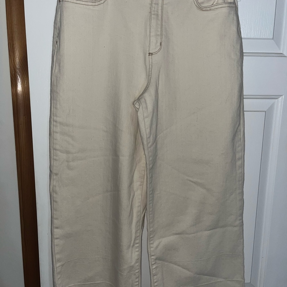 a.n.a Cream Wide Leg Crop Pants